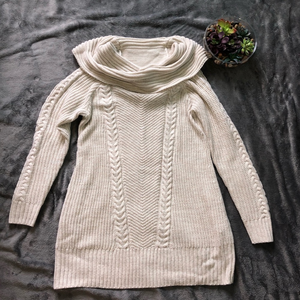 Maurices cable knit cowl neck sweater dress size L